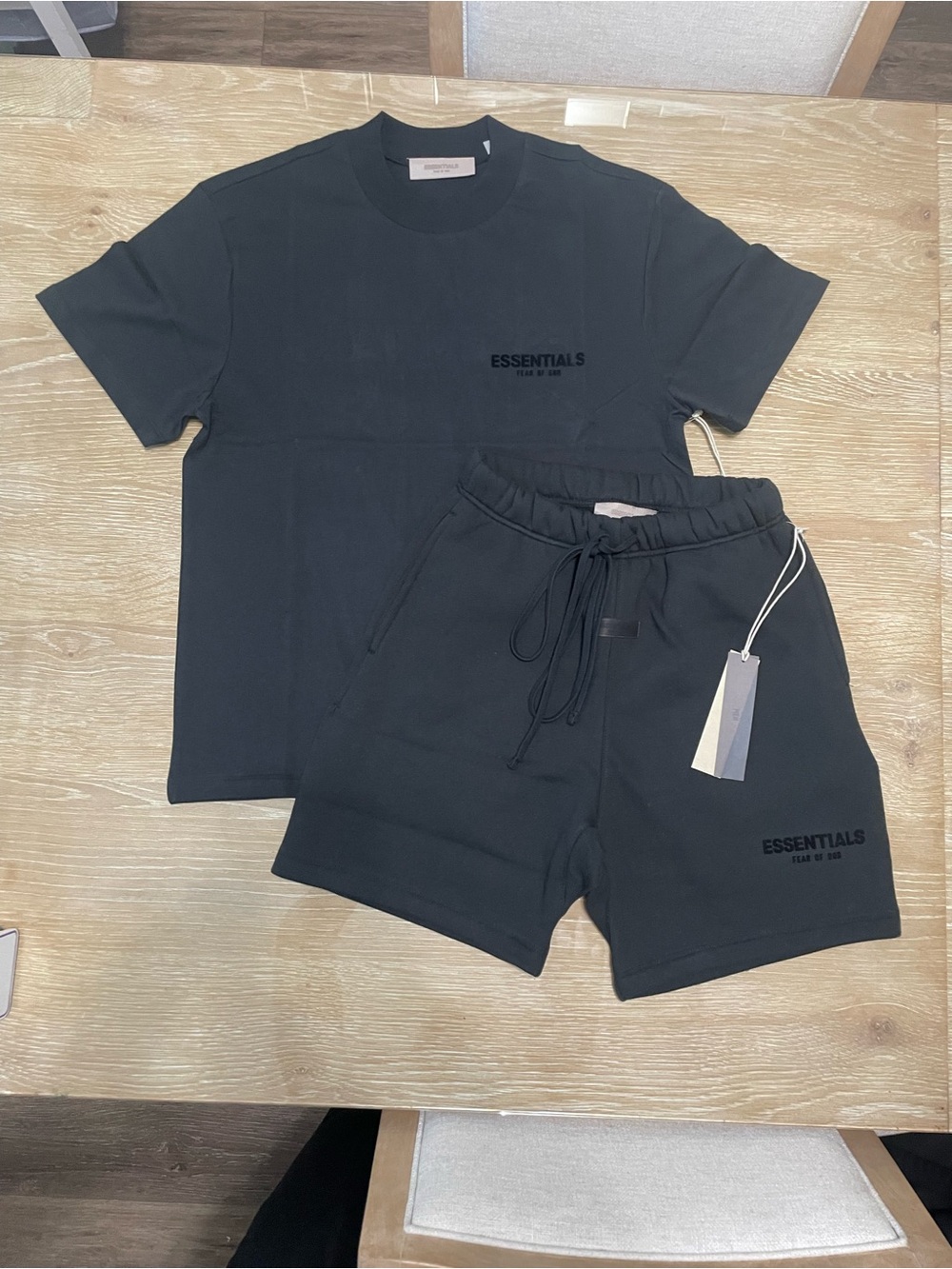 Essentials Men's Black Athletic Shorts and t shirt set